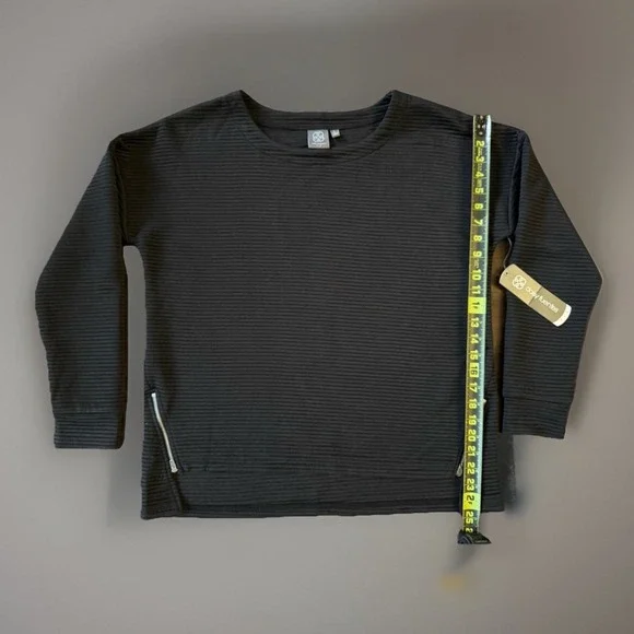 NWT Daisy Fuentes Fit Ribbed Pullover With Side Zippers Black Womens Large - Picture 7 of 7